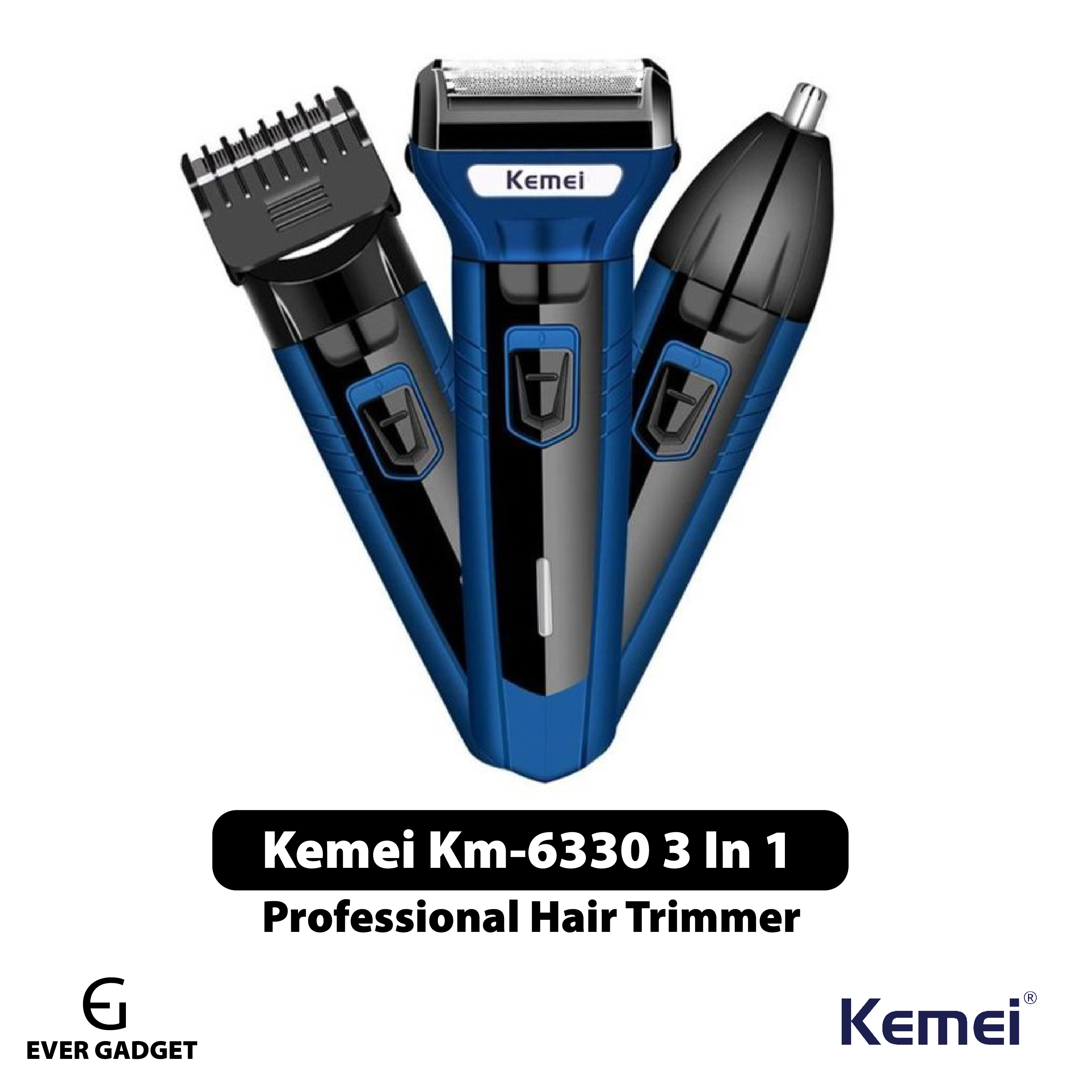 Kemei KM-6330 3-in-1 Super Grooming Kit Shaver Clipper Nose Trimmer Professional Hair Trimmer