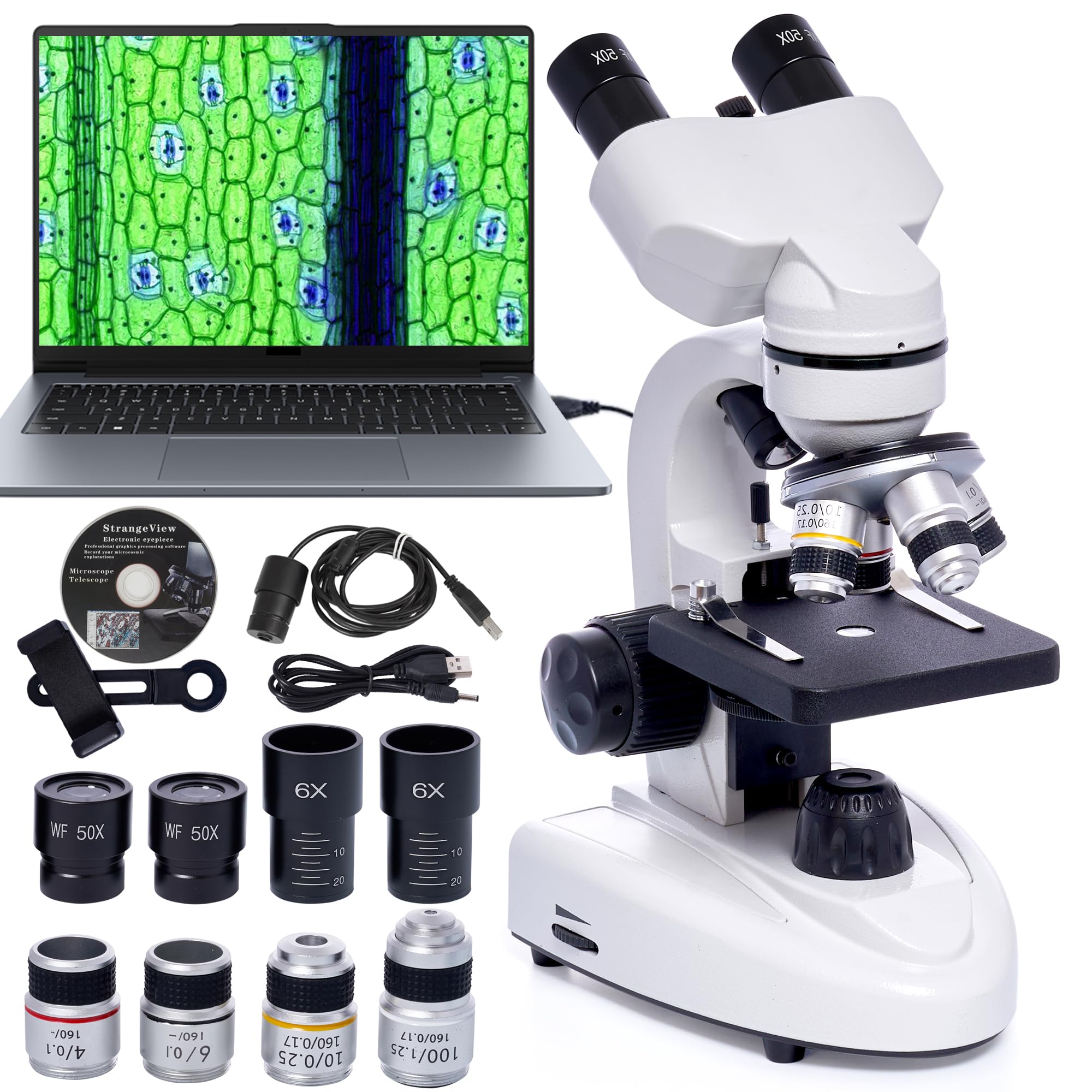 Professional Biological Optical Compound Binocular Microscope,5000X MicroscopeWith Electronic Eyepiece,Can Connect Computer