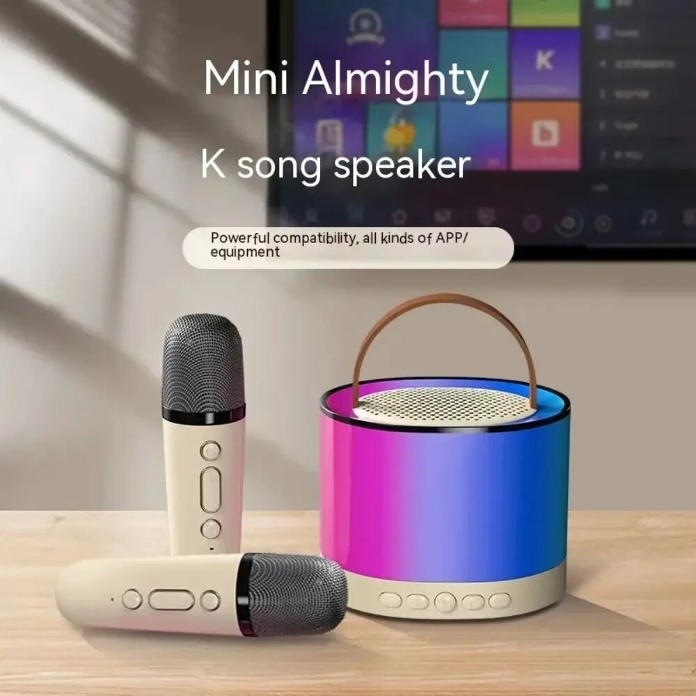 K52 Wireless Bluetooth Speaker Karaoke Speaker Multifunction with 1or 2 Microphone RGB Portable Music Player Karaoke Machine for Child Home Gift Bluetooth Speaker