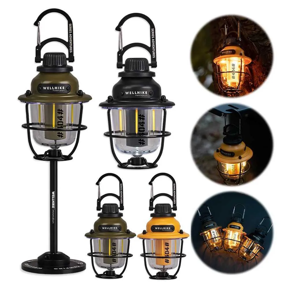WELLHIKE Tent Lamp Rechargeable LED Camping Light Hanging Portable Lantern Stepless Dimming Outdoor Flashlight Decorative Light