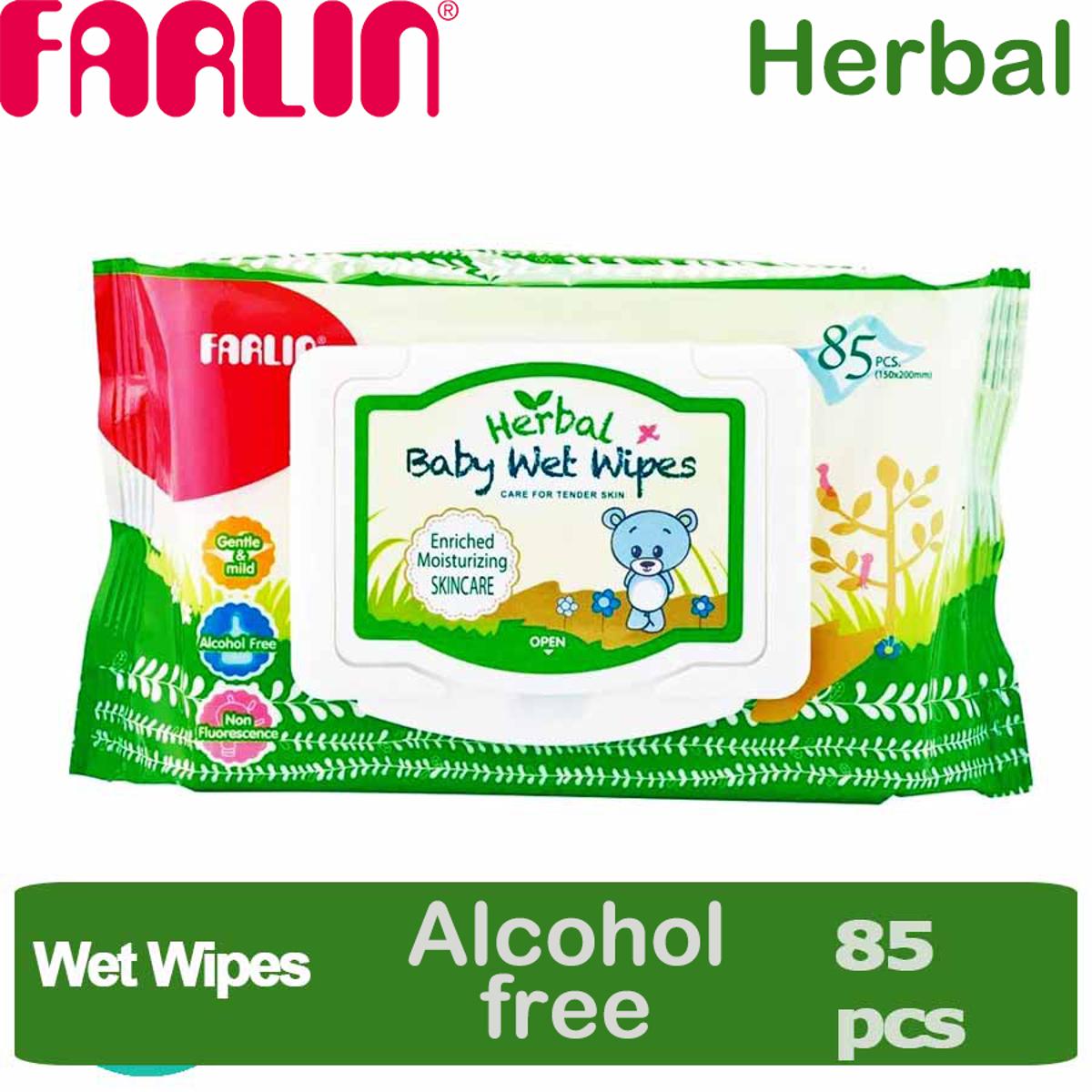 Farlin Herbal Baby Wet Wipes Moisturizing Gentle & Mild Non-Fluorescence-85 pcs