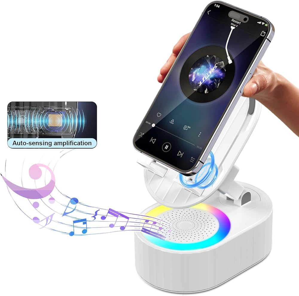 Mobile Stand Phone Stand with Bluetooth Speaker Height Adjustable Aluminum Alloy Stable Phone Holder