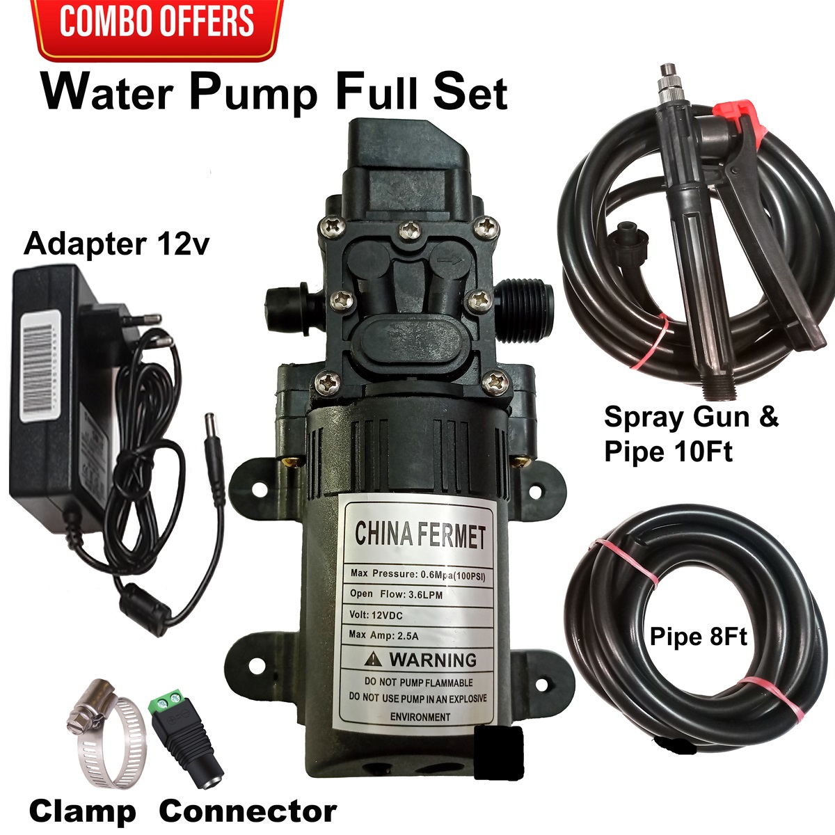 Motorcycle/Car Washer Machine, Water Pump Hose Pipe Spray Gun Full Set Combo, Water Pump for Bike/Car Wash & Garden Irrigation, Motorcycle Wash Pump